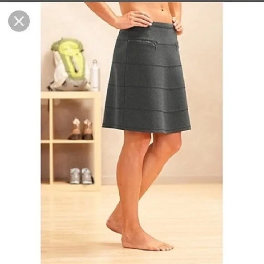 Athleta Strata Ponte Skirt Sz S Gray Knit Stretch Active Stretch Pockets EUC